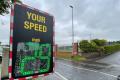 Speed measuring device installed outside Newtownstewart primary school
