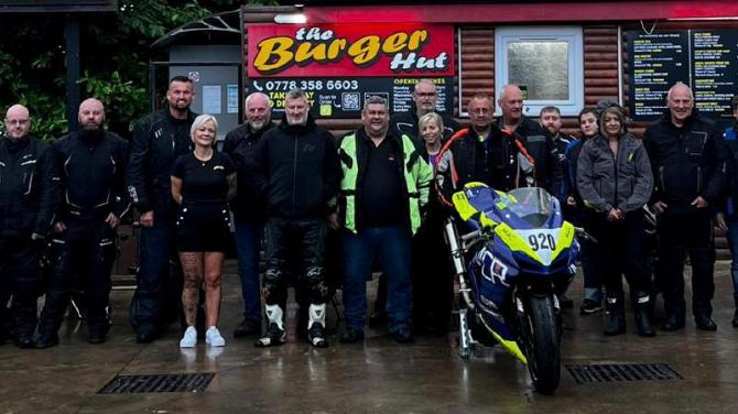 Bikers stop for a bite at The Burger Hut!