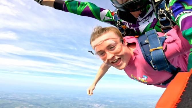 Ederney woman almost doubles target for new community hall in fundraising skydive
